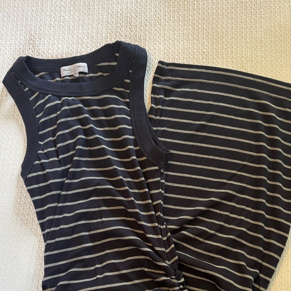 Michael Stars Navy and grey Striped Sleeveless Dress